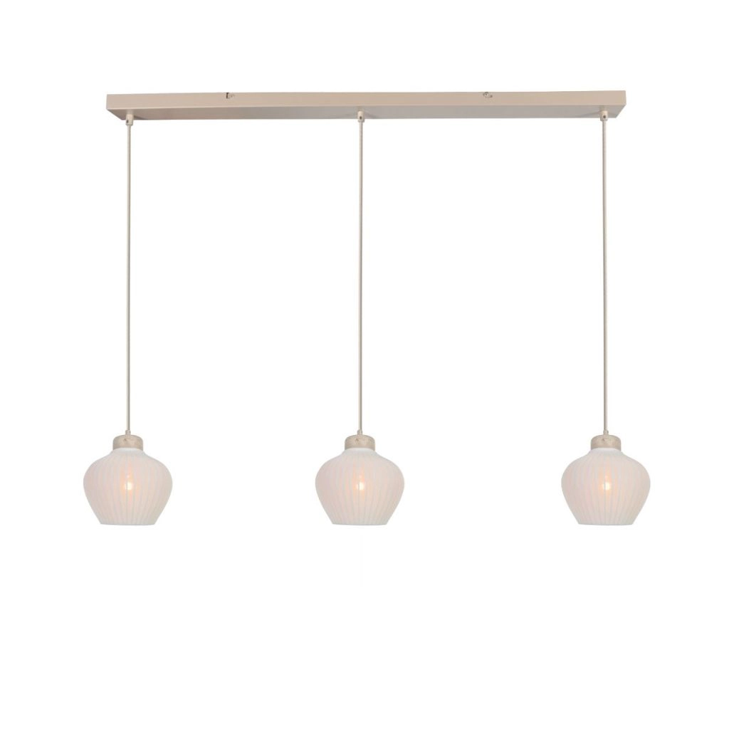3-lichts hanglamp Travino zandbruin