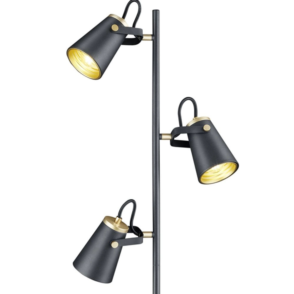 Leeslamp Edward 3-lichts zwart met goud Trio 4017807390148