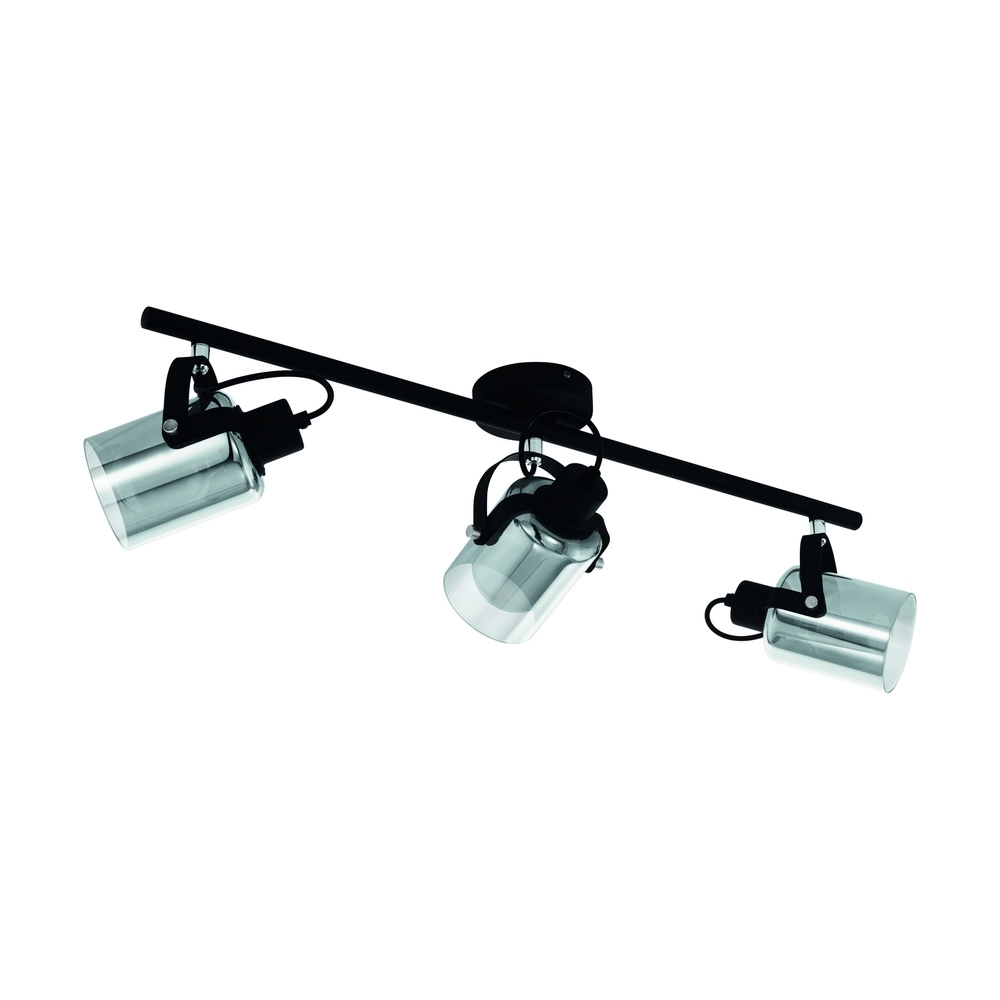 Plafondlamp Berregas 3-lichts zwart met chroom