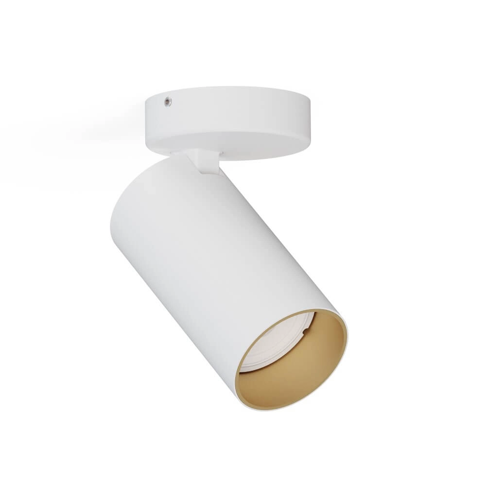 Kantelbare opbouwspot Mono wit met goud