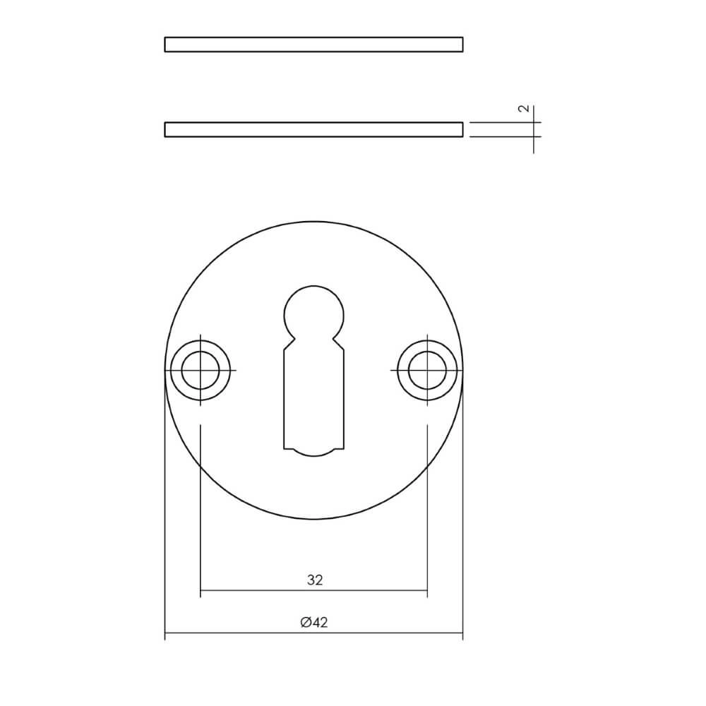 Set van 2 sleutelrozetten Tira rond RVS 2mm Intersteel 8714186635445
