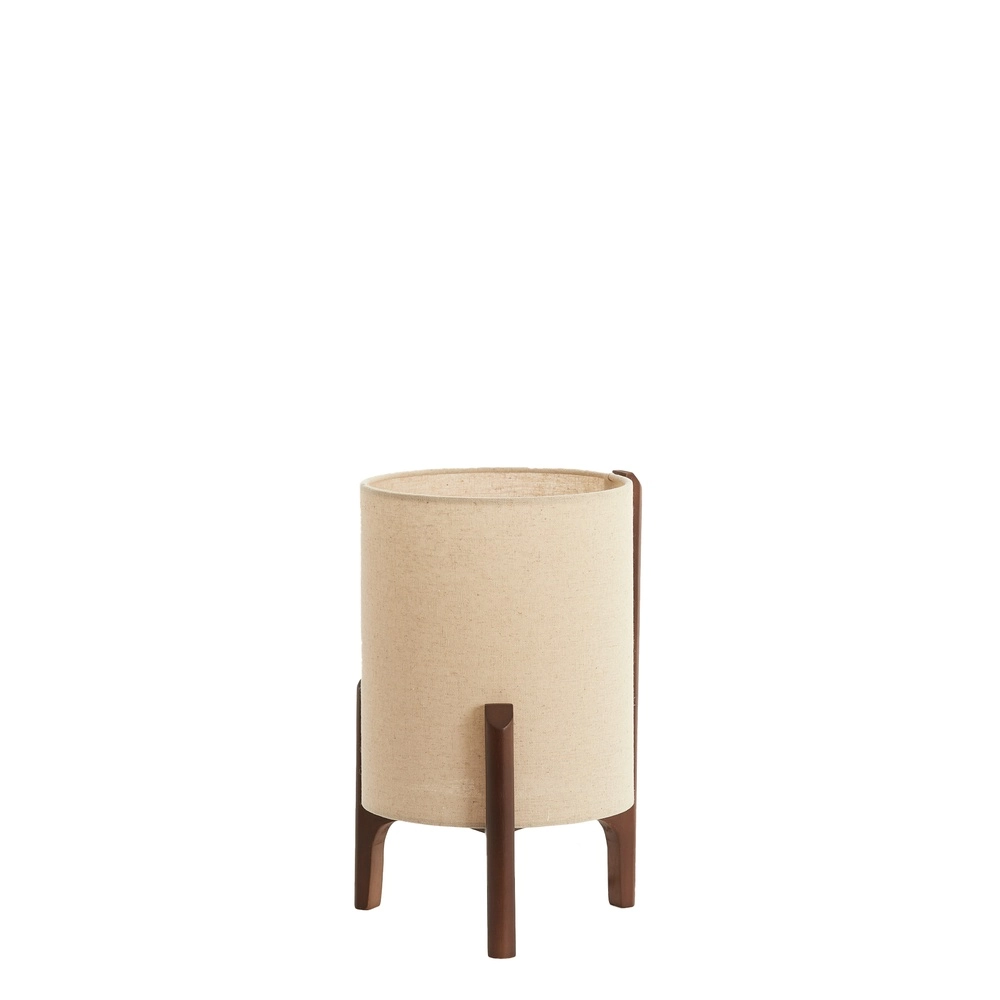 Schemerlamp Litto Ø 22cm - walnoot met naturel linnen