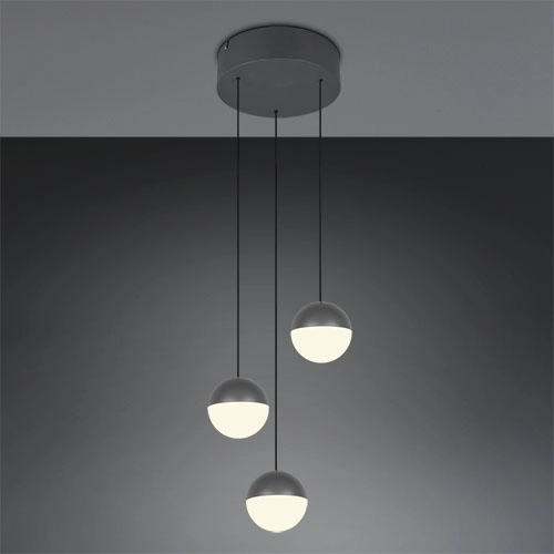 3-lichts hanglamp Senta rond antraciet