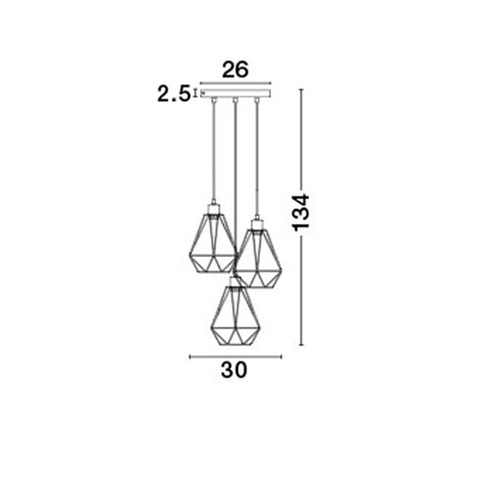 Hanglamp Paolo 3-lichts zwart Lyora 5212017407870