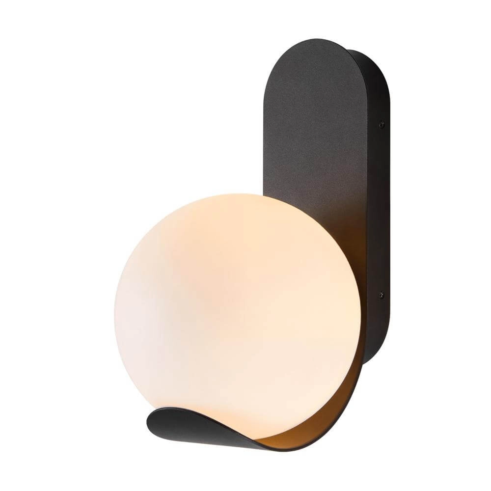 Design buitenlamp Dalius zwart met witte bol