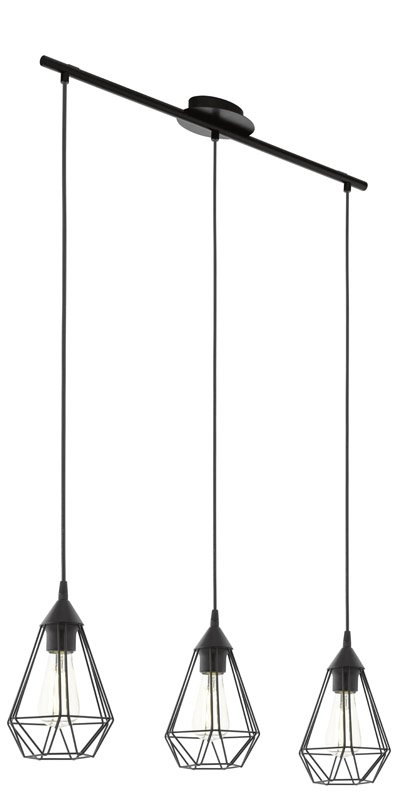 Hanglamp Tarbes 3-lichts zwart
