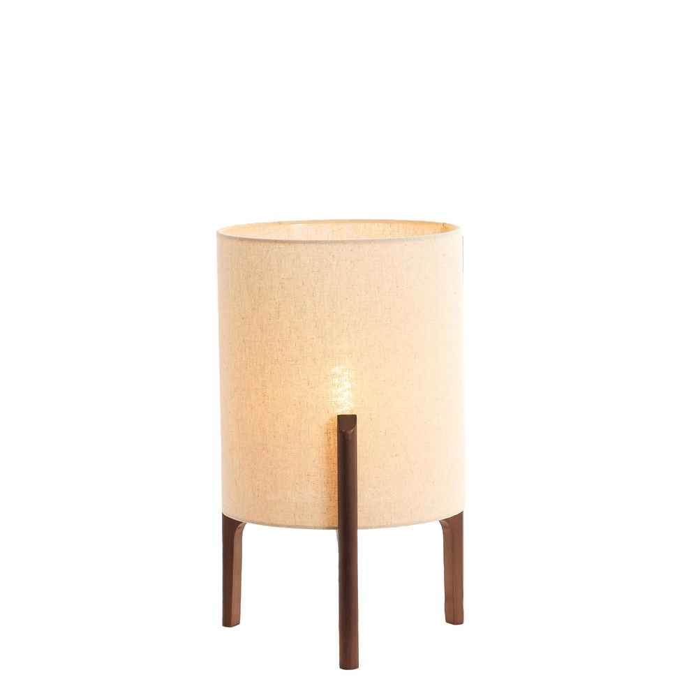 Schemerlamp Litto Ø 28cm - walnoot met naturel linnen Light & Living 8717807792695