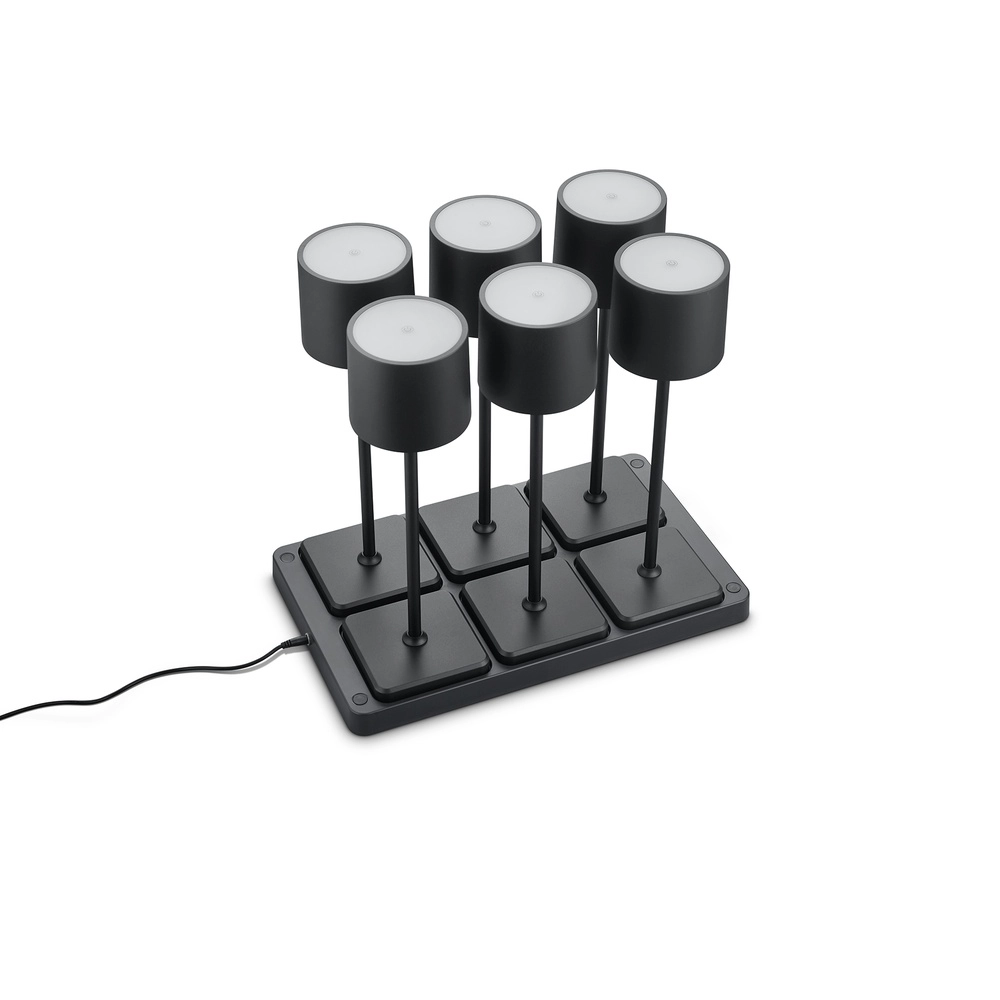 Set van 6 tafellampjes Fernandez zwart Trio 4017807601688