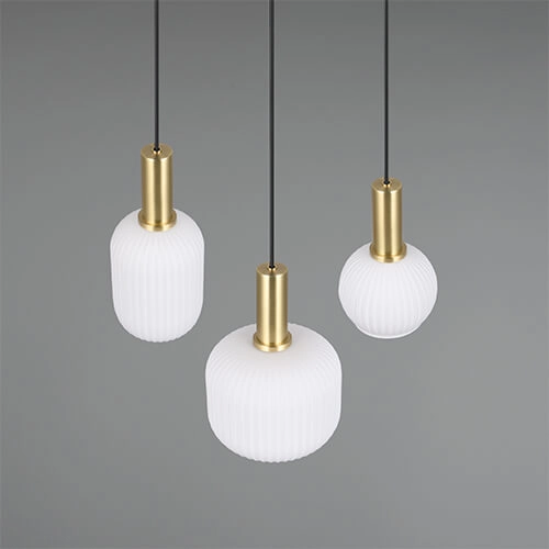 Eetkamer hanglamp Diva 3-lichts - wit glas Trio 4017807614503