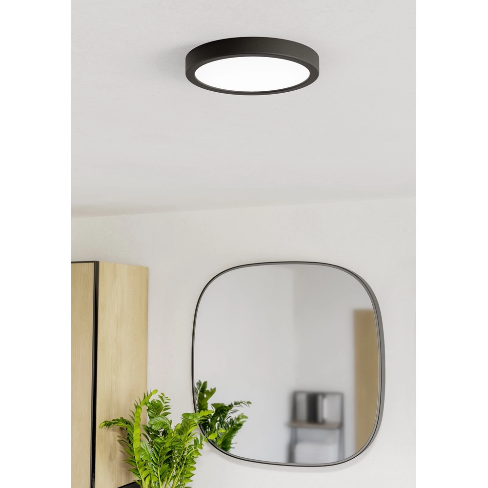 Plafonnière IP44 Fueva 6 rond - zwart - Ø 21,1cm Eglo 9008606330317