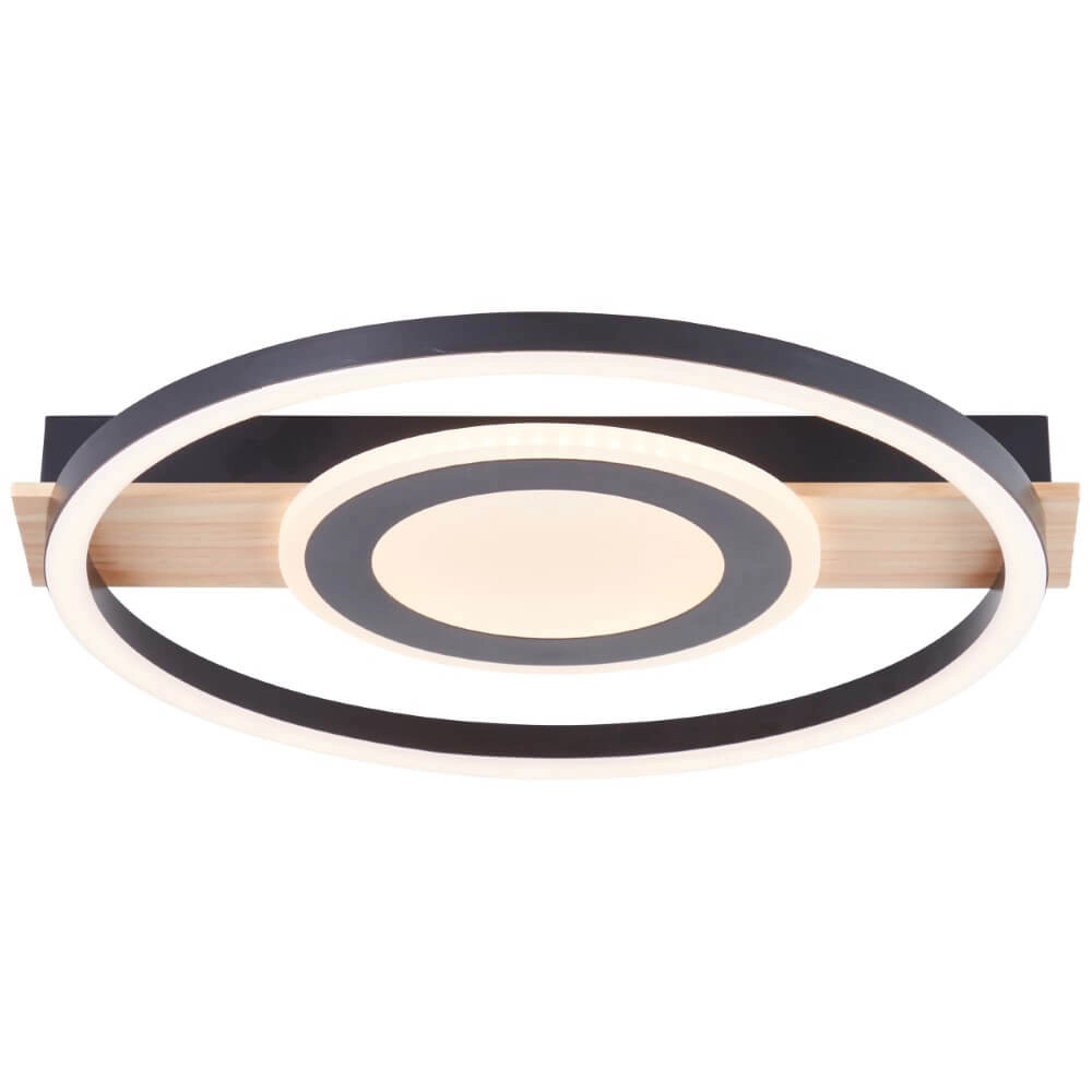 Plafondlamp Maureen Ø 37cm zwart met hout