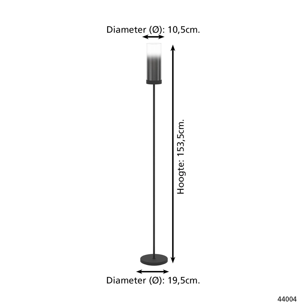 Zwarte vloerlamp Toothill met smoke glas Eglo 9002759440046