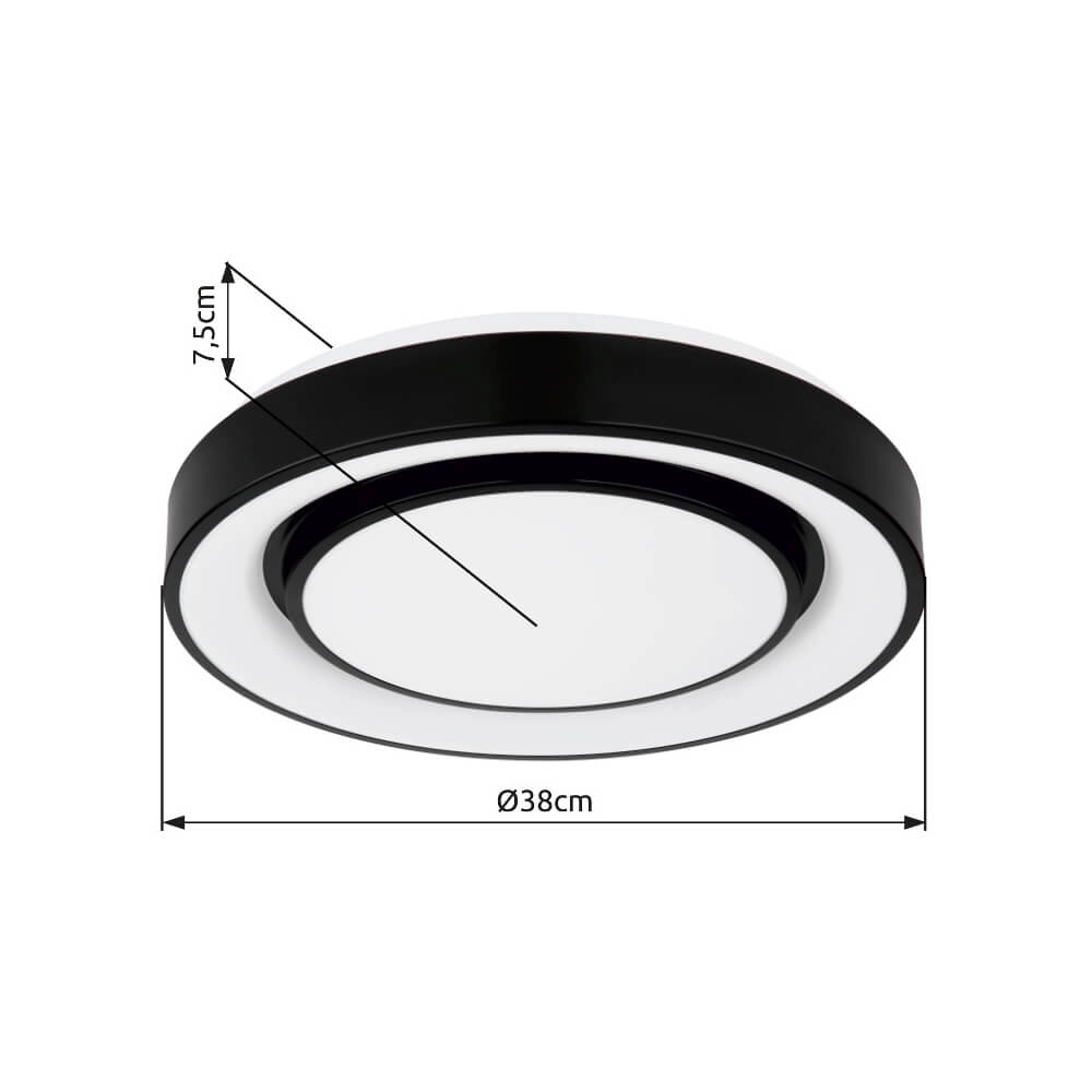 Plafonniere Sully zwart Ø 38cm Globo 9007371421954