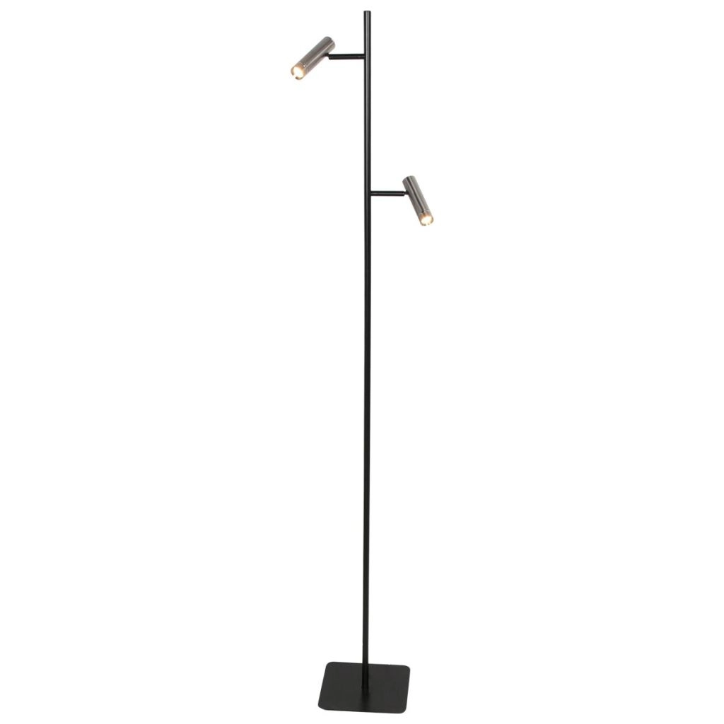 Vloerlamp 2-lichts Lumo zwart met nikkel