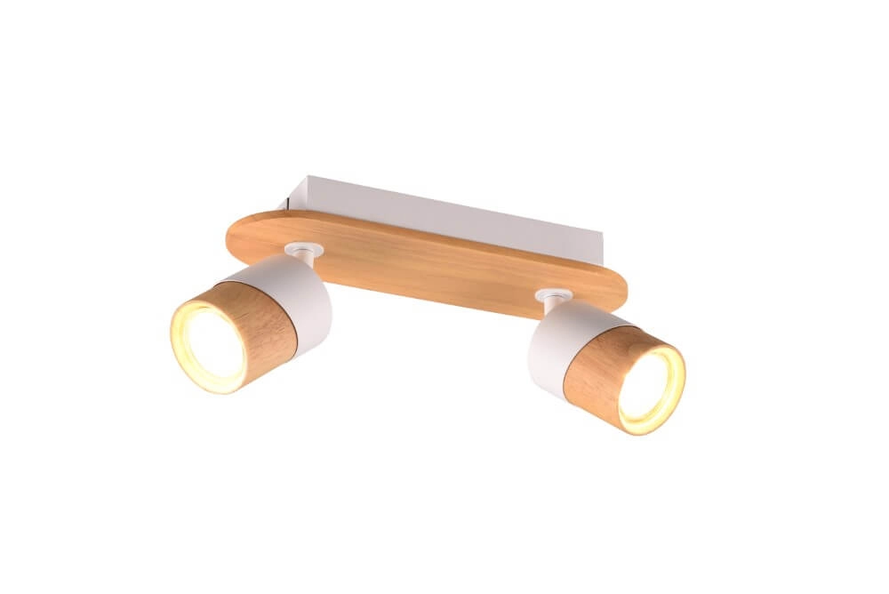 Plafondlamp hout met wit Aruni 2-lichts Trio 4017807562316