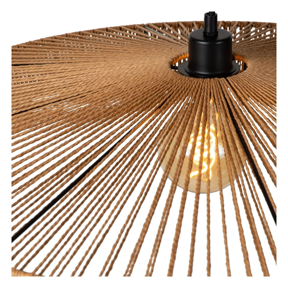 Hanglamp Yunkai Ø 70cm zwart met rotan Lucide 5411212105707