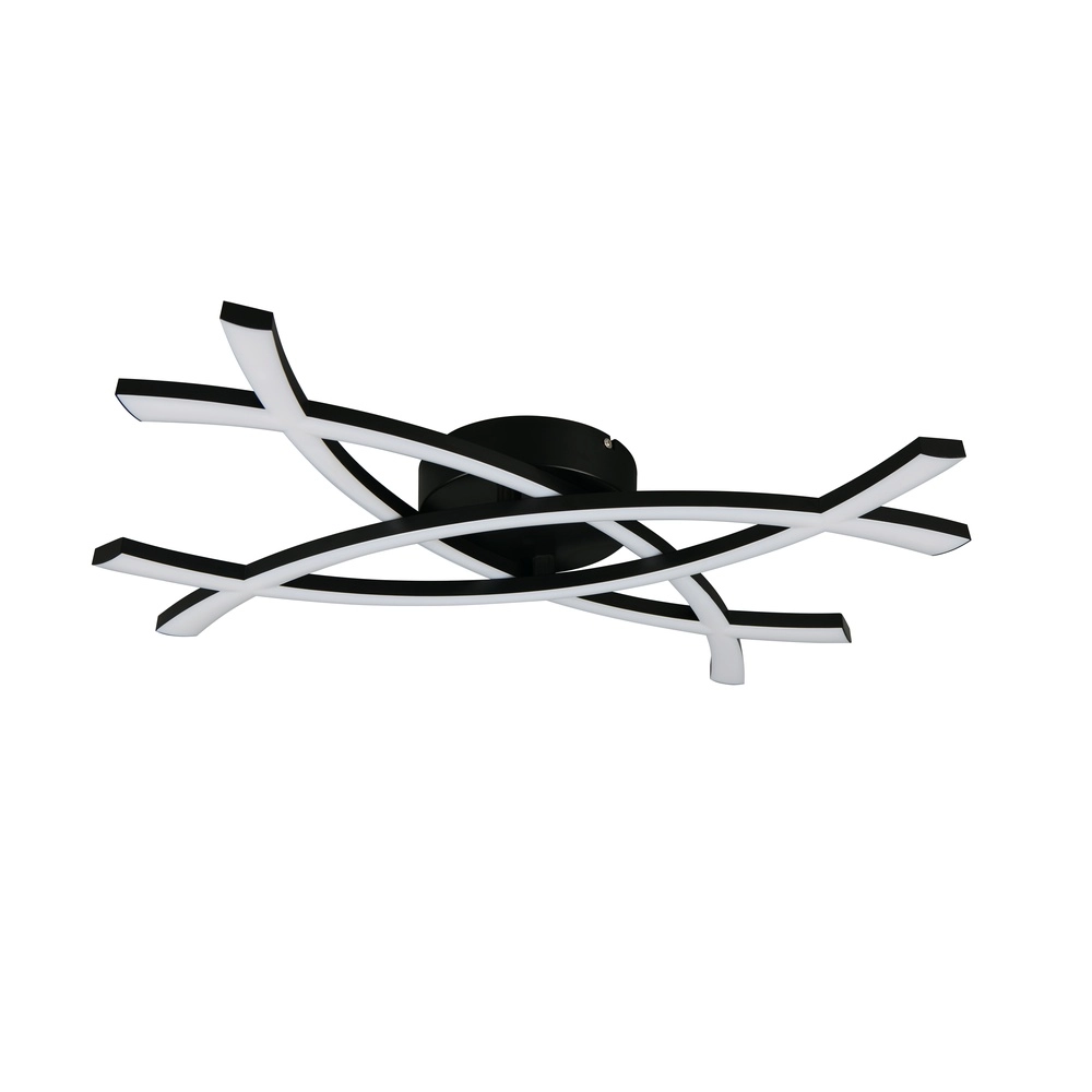 Moderne plafondlamp Pollock 40cm zwart Trio 4017807659023