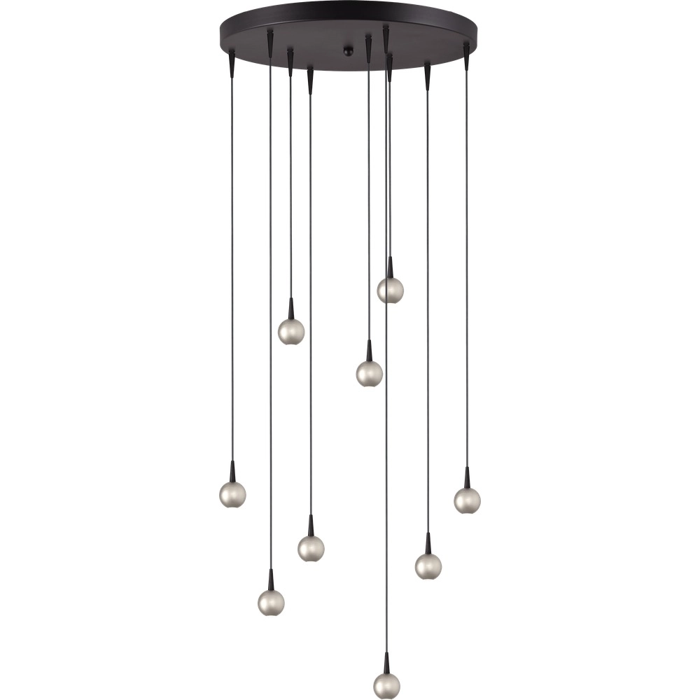 9-lichts hanglamp Talana zwart met nikkel Ø 50cm DTW