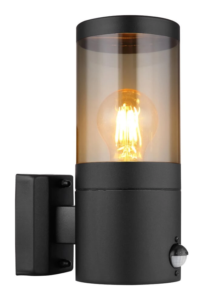 Black outdoor lamp Xeloo with sensor