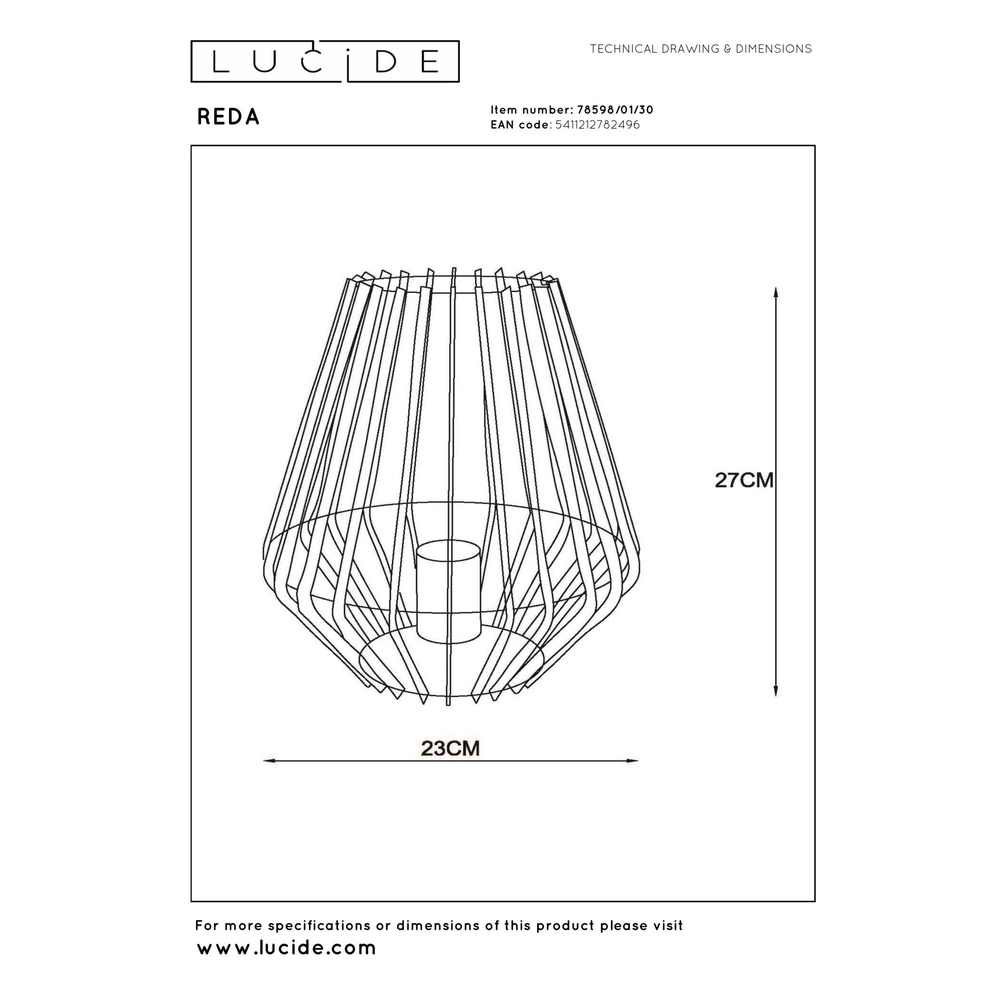 Tafellamp Reda zwart Lucide 5411212782496