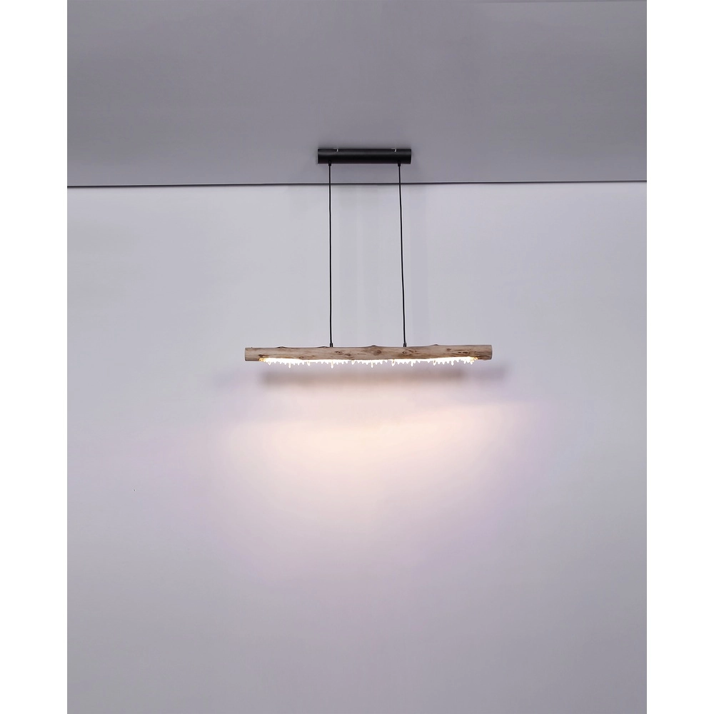 Eettafel hanglamp Felicitas zwart met hout Globo 9007371392889
