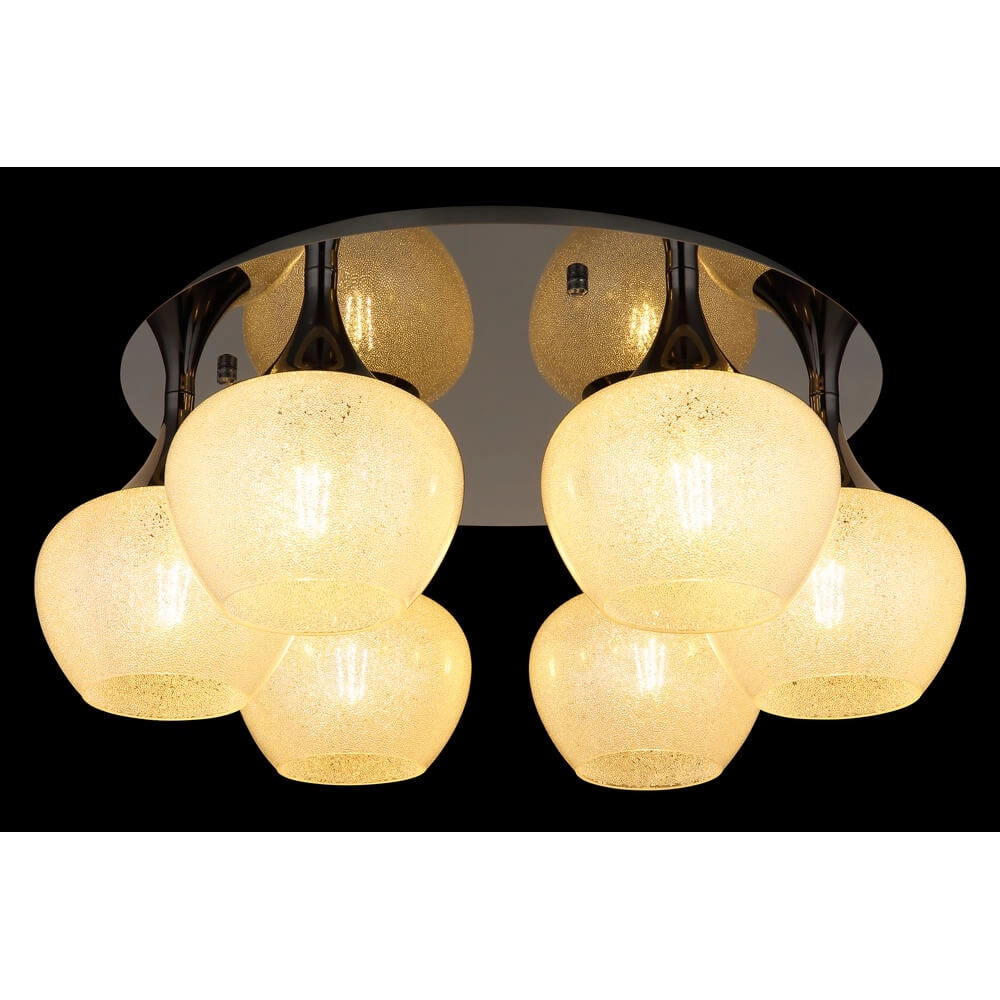 Antraciet plafondlamp Maxy met wit glas 6-lichts Ø 65cm Globo 9007371450183