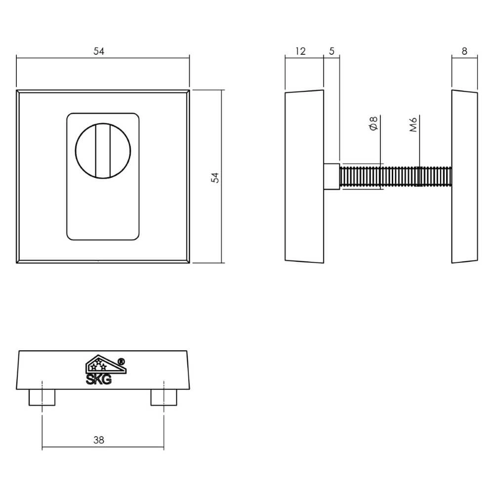 Achterdeurbeslagset vierkant Backura zwart kerntrekbeveiliging Intersteel 8714186540077