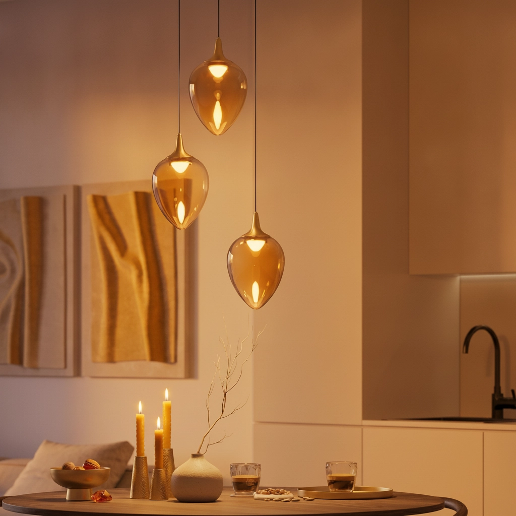Hanglamp Nali 3-lichts amber glas