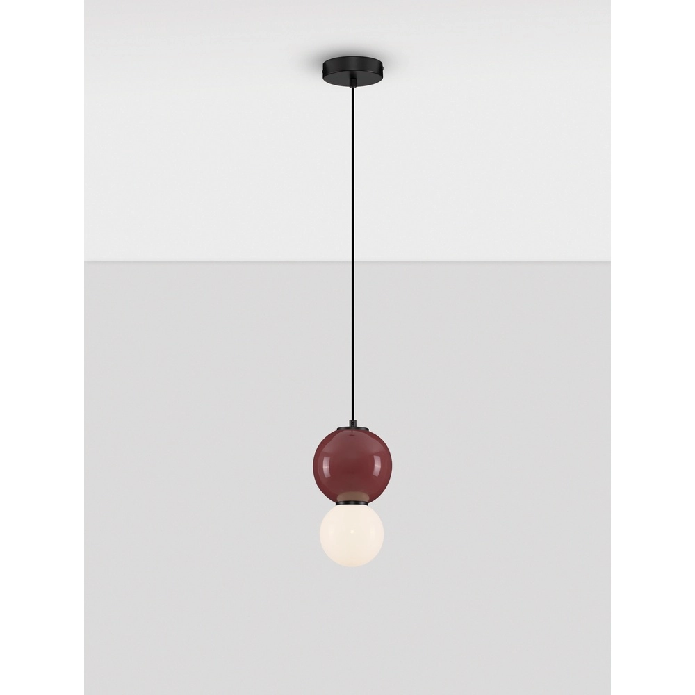 Hanglamp Noesis Ø 15cm bordeaux rood met wit Lyora 5212017483706
