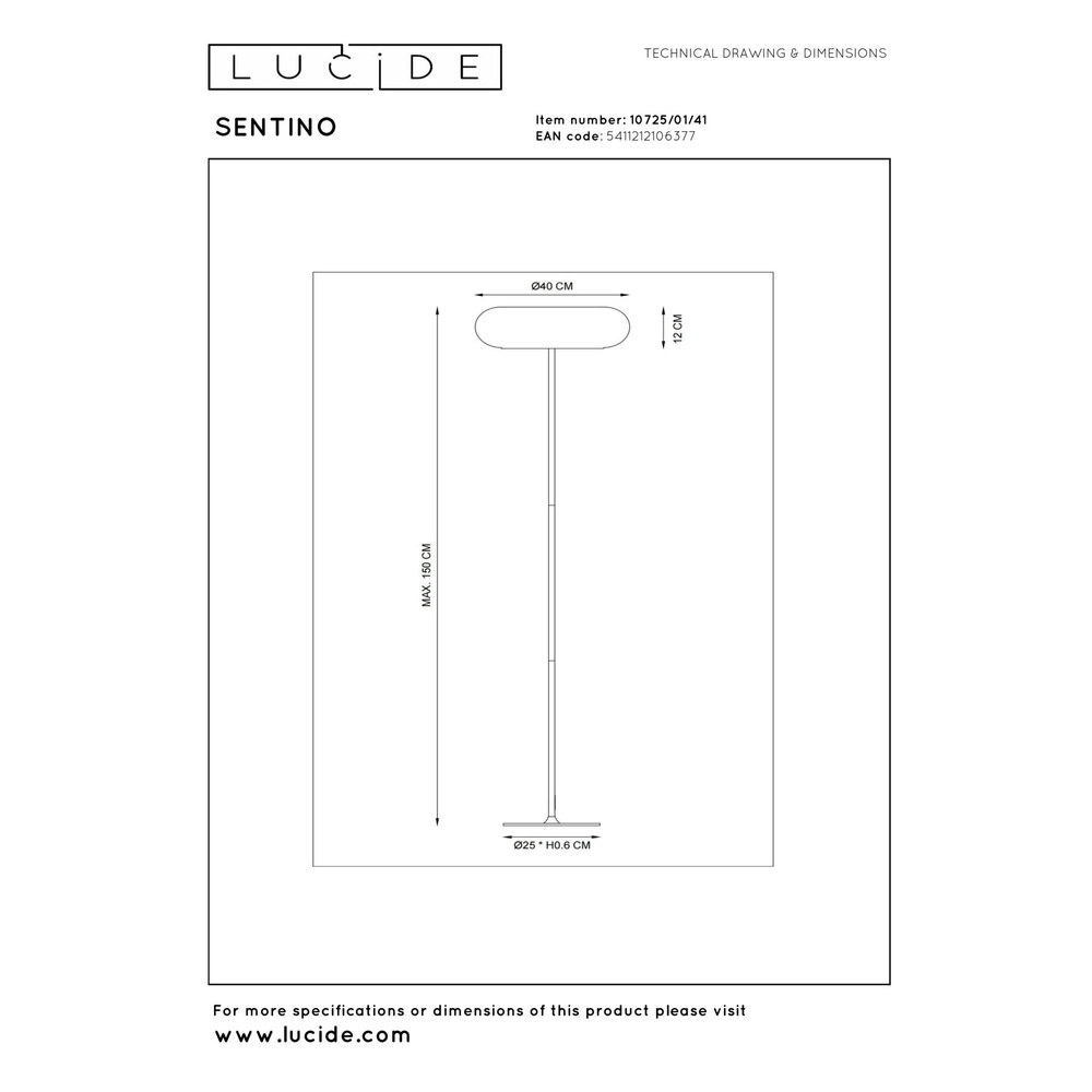 Vloerlamp Sentino Ø 40cm taupe Lucide 5411212106377