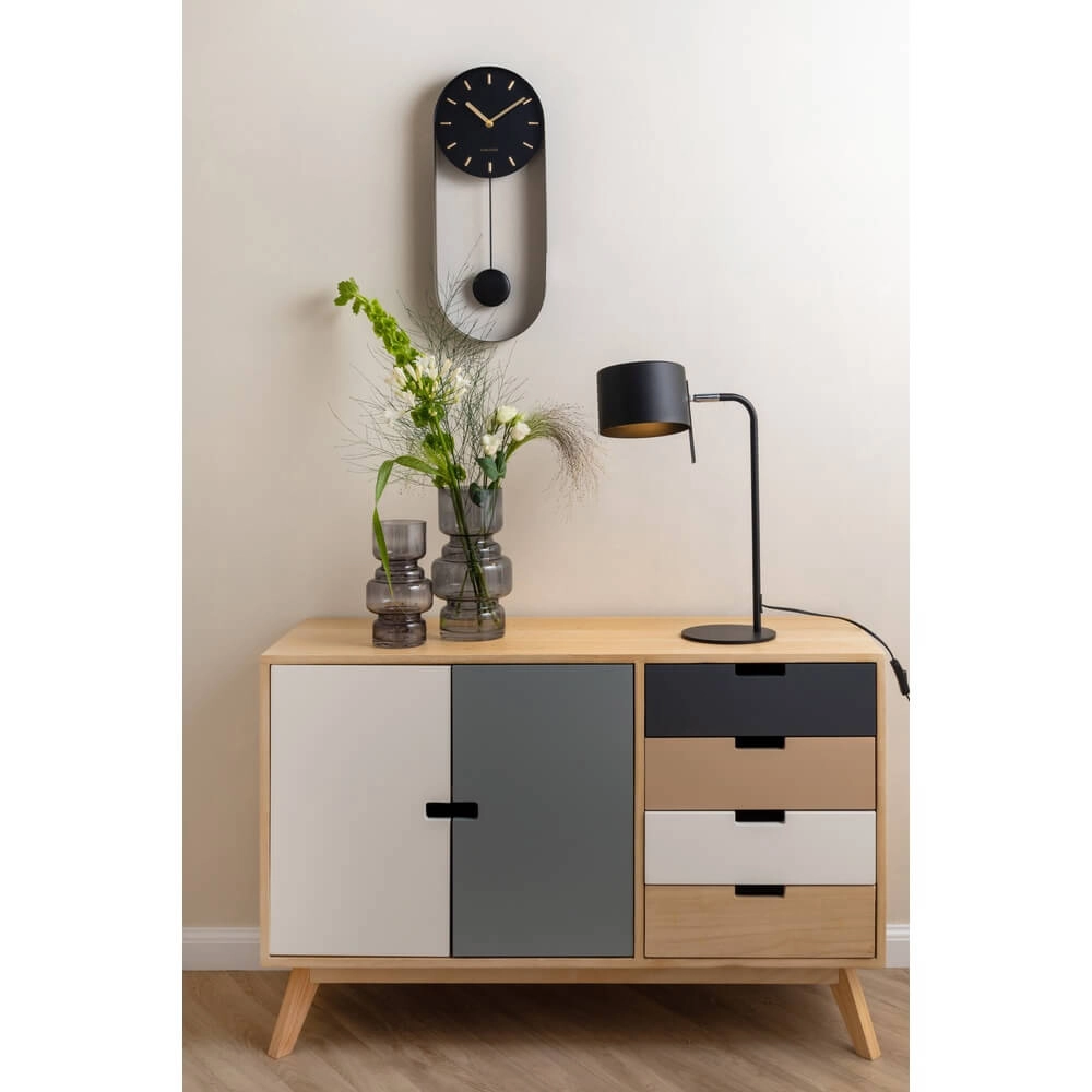 Wandklok Pendulum Charm zwart - Ø 20 x 50cm Karlsson 8714302657337
