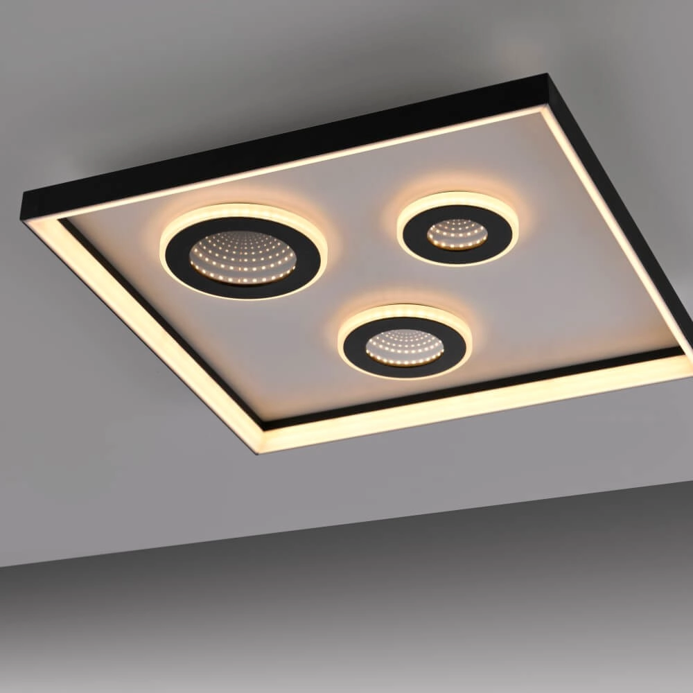 Vierkante plafondlamp Dune zwart Paul Neuhaus 4012248384916