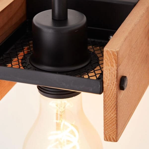 Plafondlamp Calandra houtbruin met zwart Brilliant 4004353394423