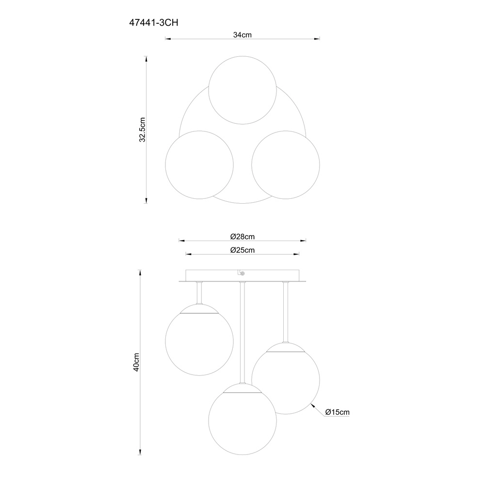 3-lichts plafondlamp Harmon champagne Globo 9007371580927