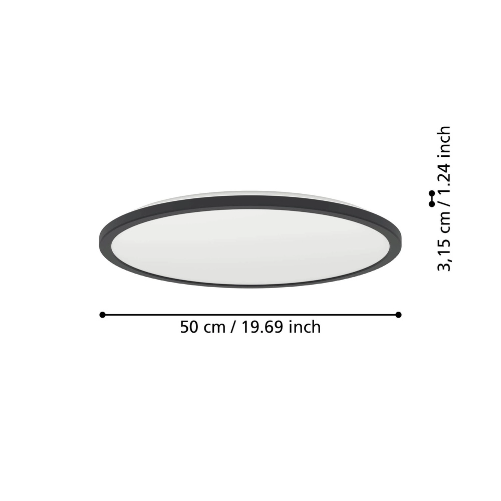 Slimme badkamer lamp Rovito-Z rond - zwart - Ø 50cm Eglo 9008606329724