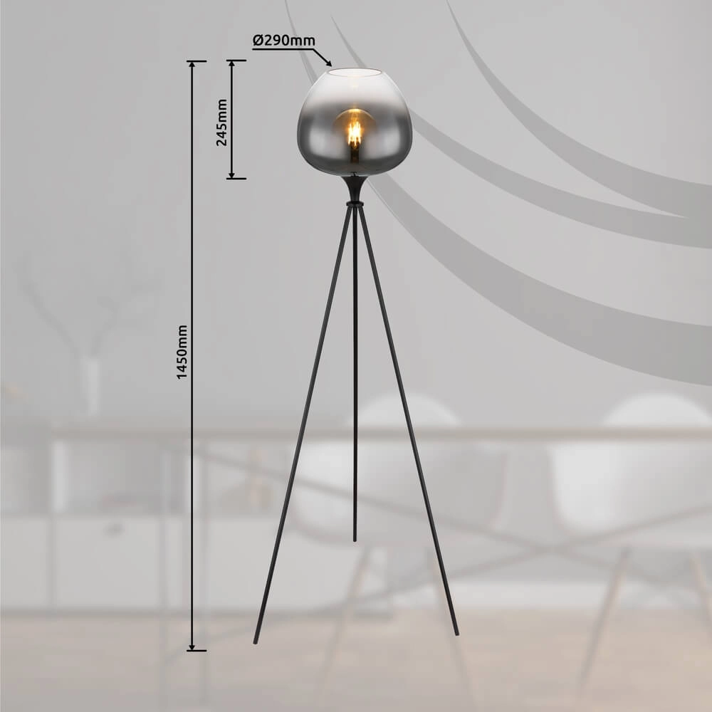 Zwarte vloerlamp Maxy tripod Globo 9007371435418
