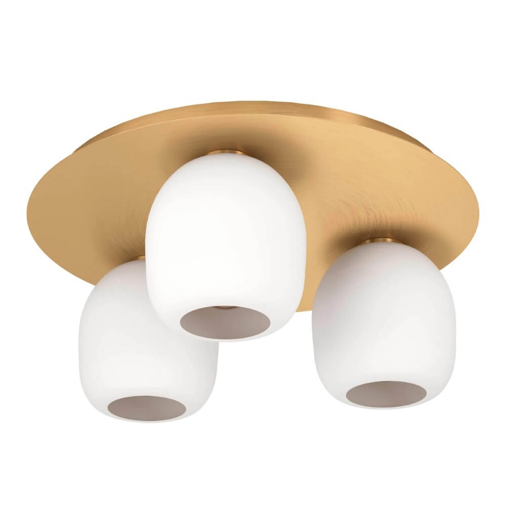 Gouden plafondlamp Manzanares met wit glas