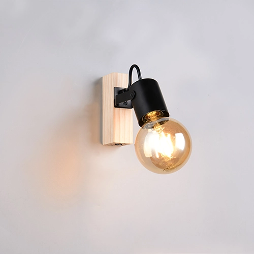 Plafondlamp Lynar zwart met hout Trio 4017807670684