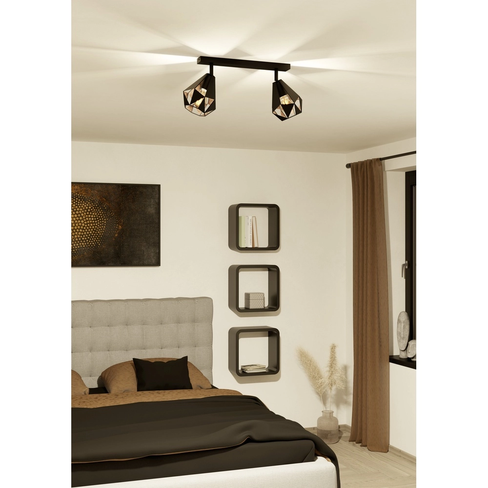 Zwarte plafondlamp Carlton 7 2L - met koper Eglo 9002759437169