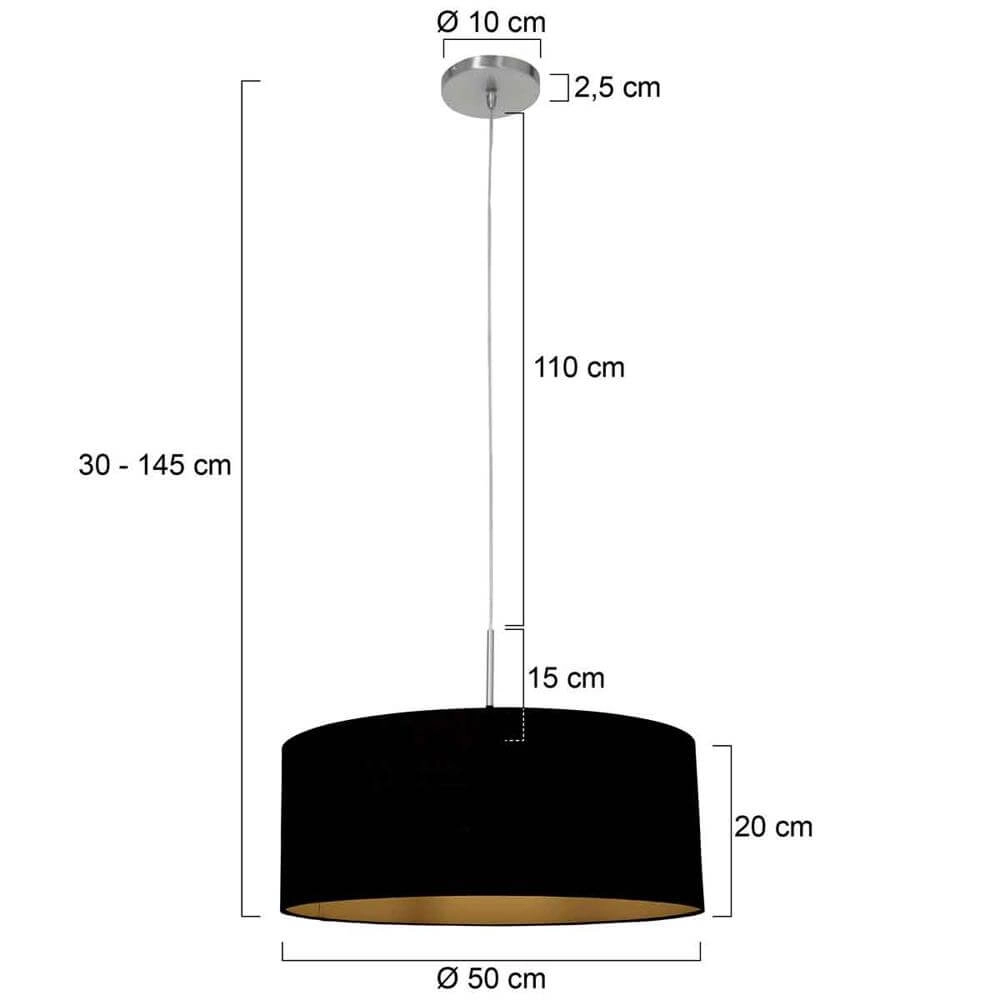 Hanglamp Sparkled Light metaal met zwarte kap Steinhauer 8712746175486