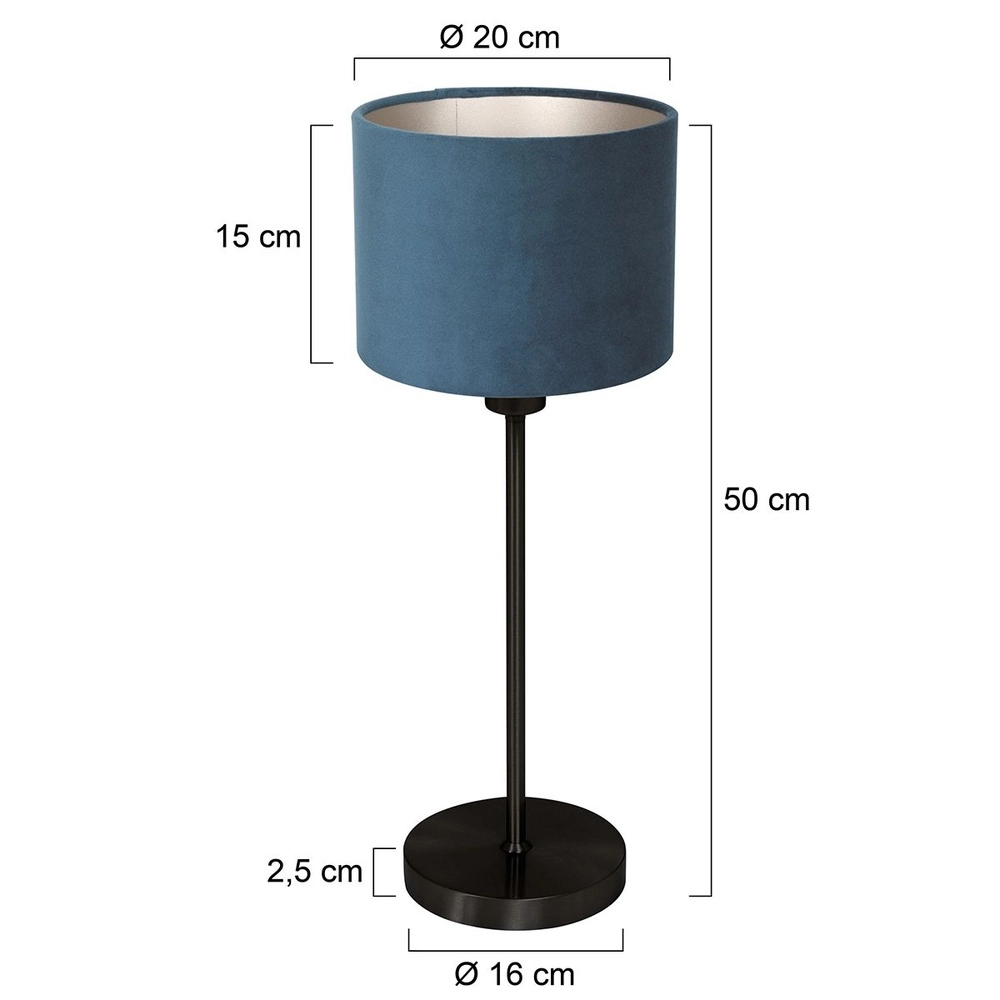 Zwarte tafellamp Noor met blauwe kap Steinhauer 8712746182224