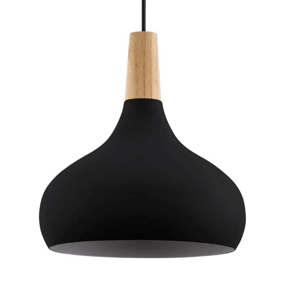 Zwarte hanglamp Sabinar Ø 28cm met hout