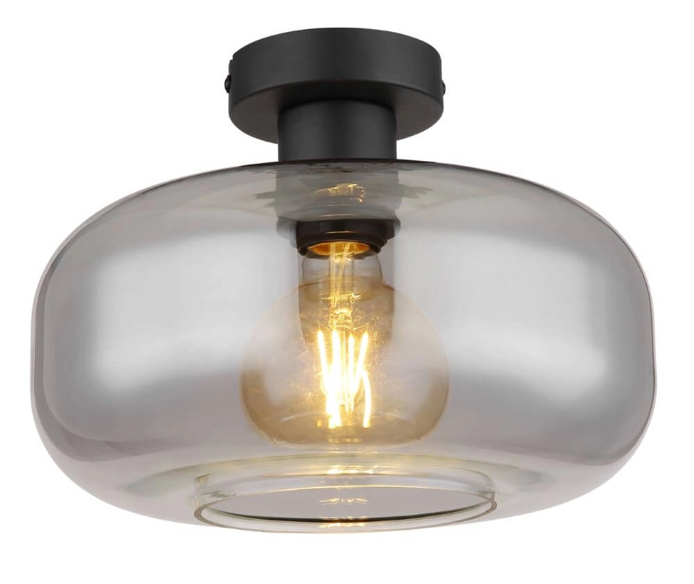 Zwarte plafondlamp Giuseppe smoke glas