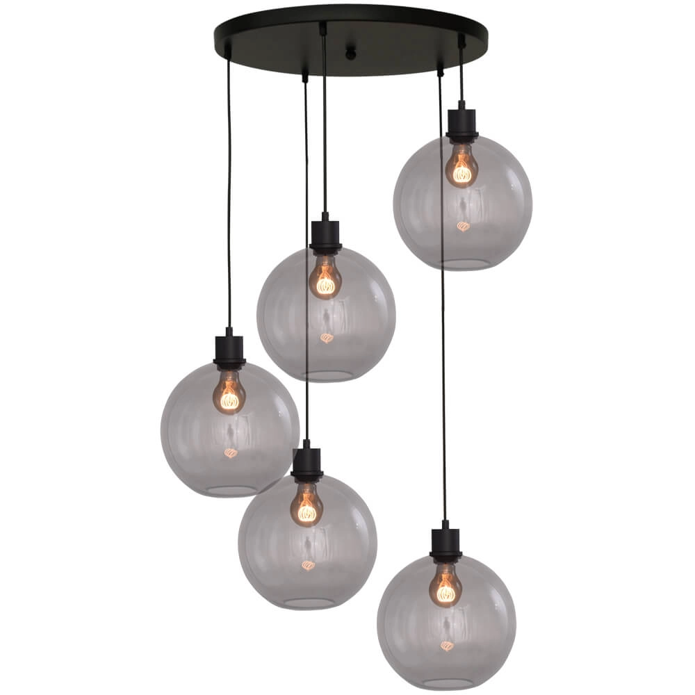 Vide hanglamp Lazise 5x Ø 20cm zwart