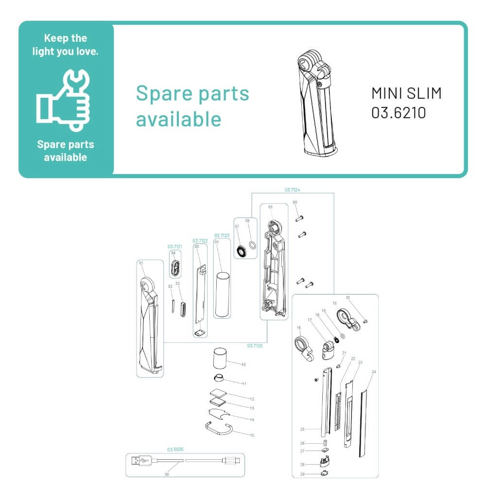 Handzame werklamp Mini slim grijs Scangrip 5708997362105