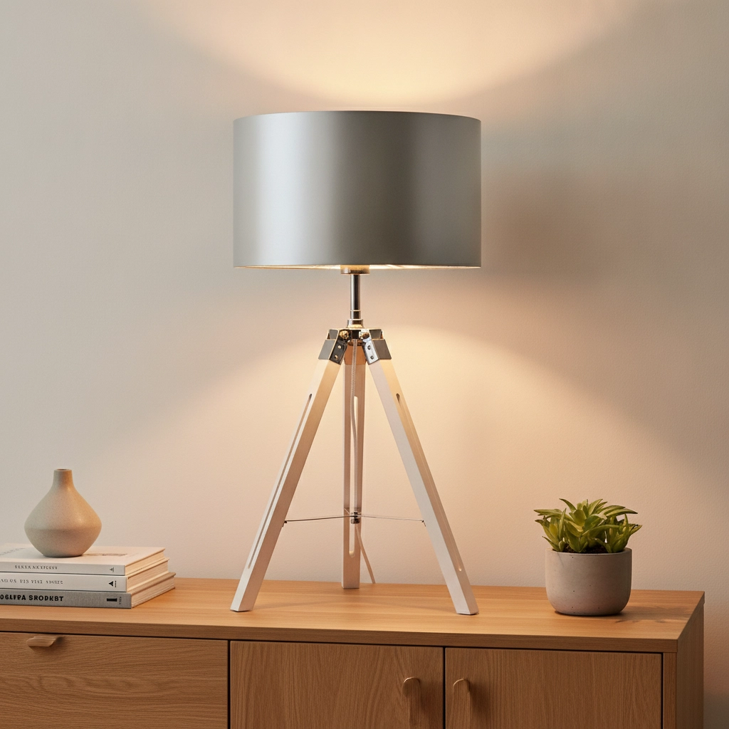 Tripod tafellamp Jewel 67cm wit met grijs
