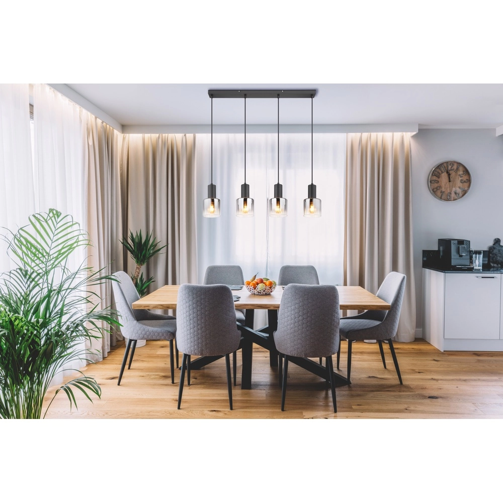 Design hanglamp Jack 4-lichts zwart Globo 9007371507832