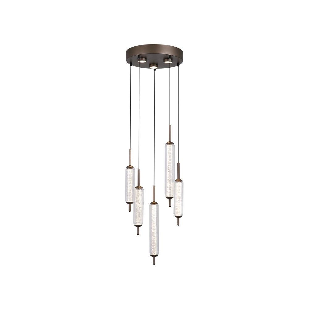 Unieke hanglamp Cattail 5-lichts bubbel glas