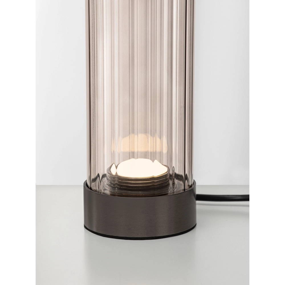 Design tafellamp Brielle antraciet met mokka glas Lyora 5212017495457
