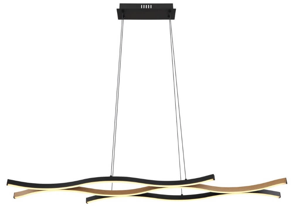 Hanglamp Geronimo zwart met hout Globo 9007371451043